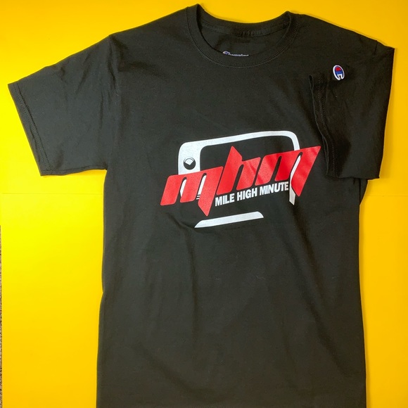 Champion T Shirt Adult Authentic Black Red White - Picture 4 of 4